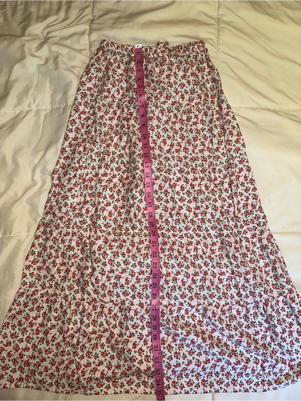 Cotton On White Maxi Skirt with Red Floral Print - Picture 5 of 6